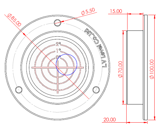 Circular Inclinometer Levels CIL5229-2-7 size