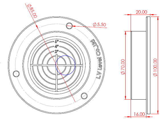 Circular Inclinometer Levels CIL5229-3 size